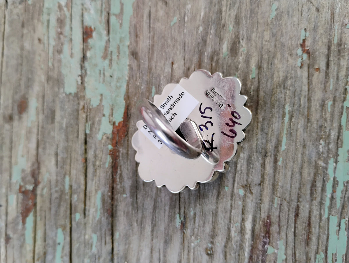 Pink conch cluster ring