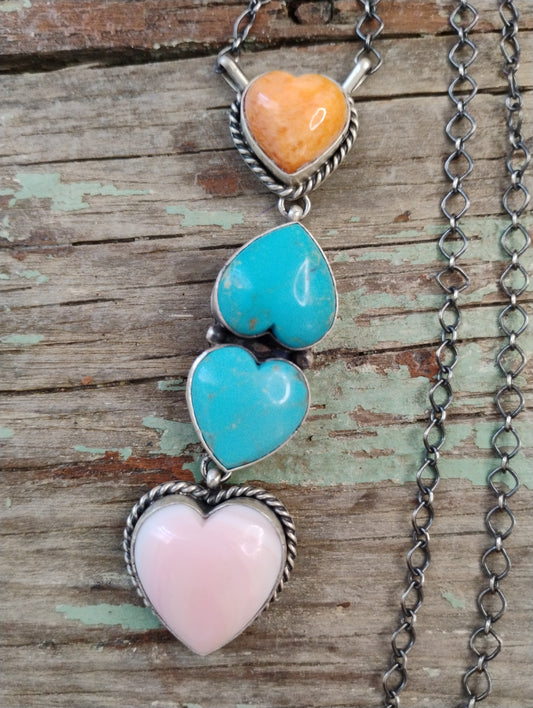 Multi colored Heart lariat