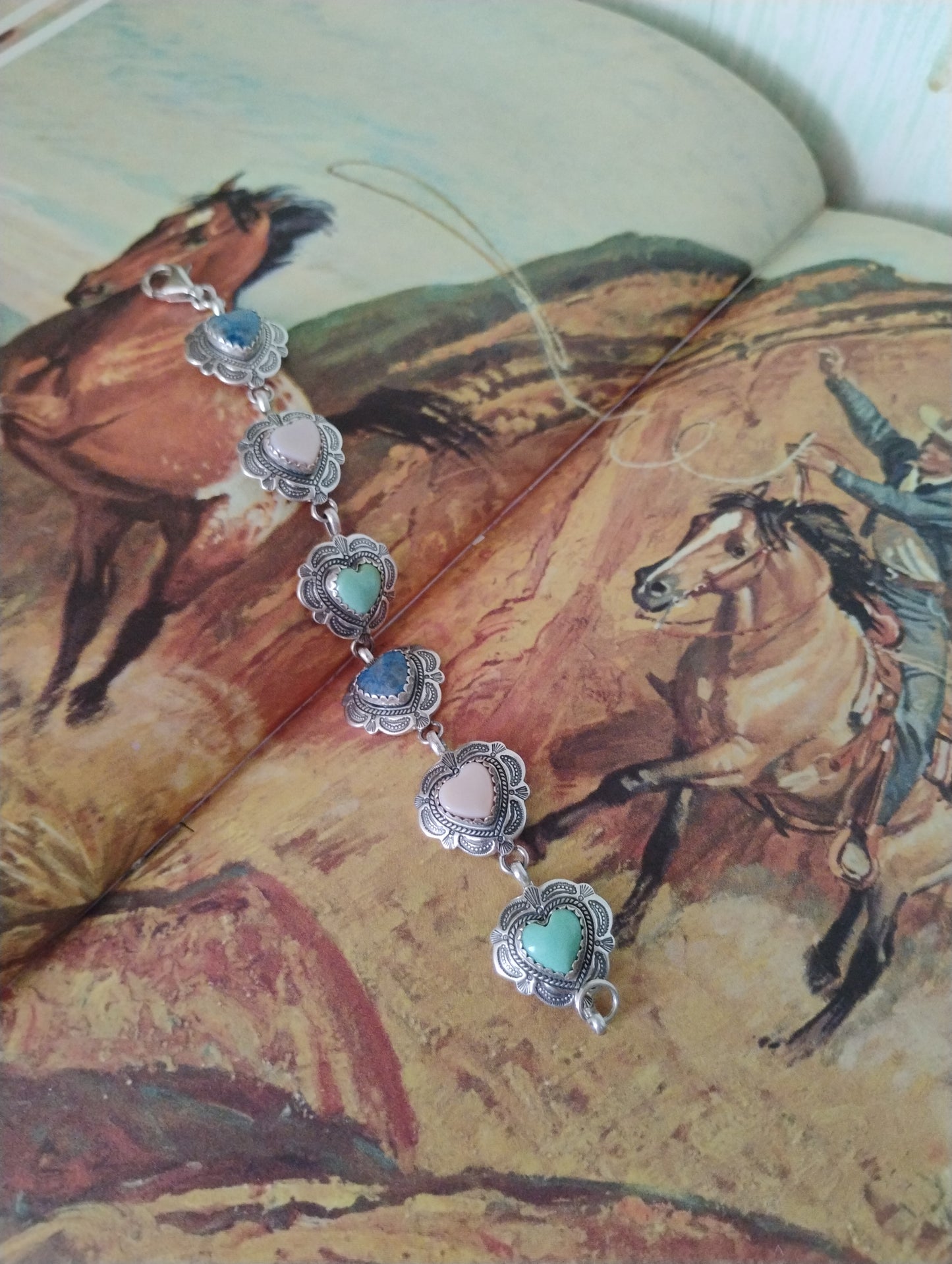 Carolyn Pollack designed gemstone heart link bracelet
