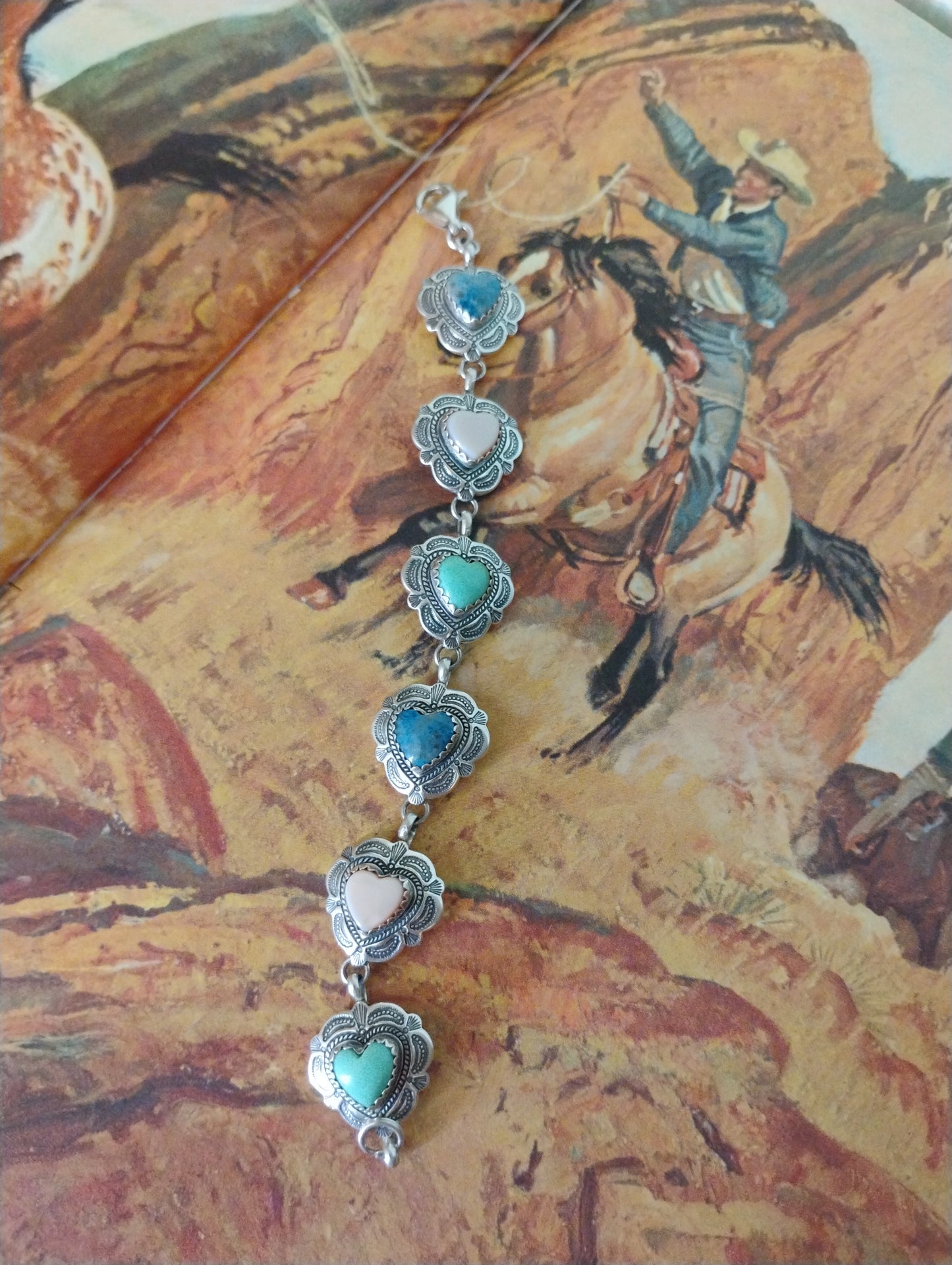 Carolyn Pollack designed gemstone heart link bracelet
