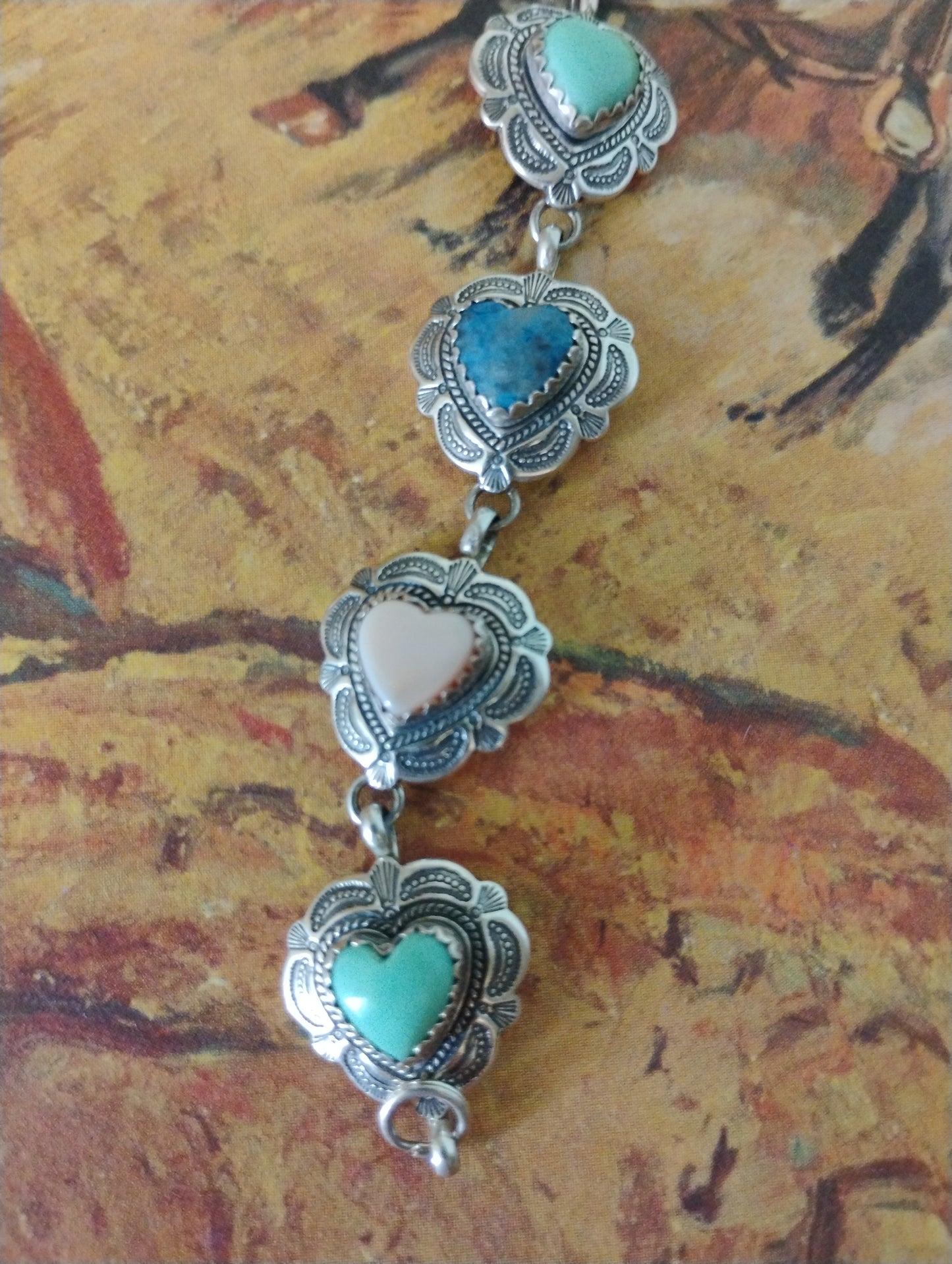 Carolyn Pollack designed gemstone heart link bracelet