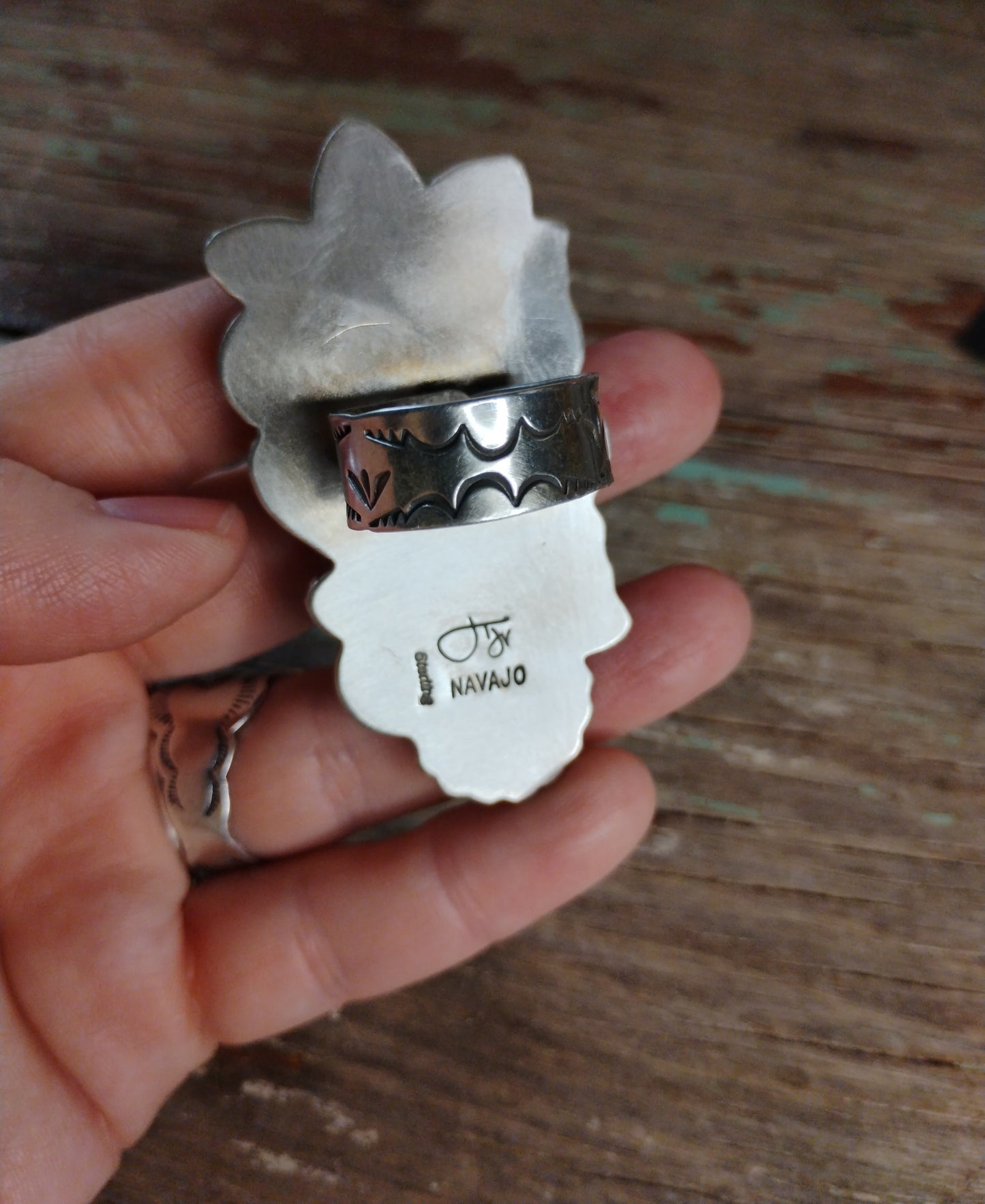 Native made druzy repousse ring