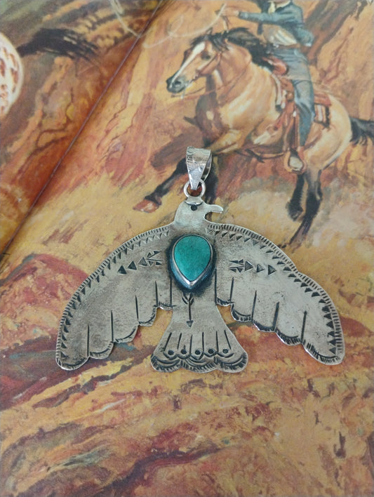 Vintage Sterling Silver with Turquoise Thunderbird
