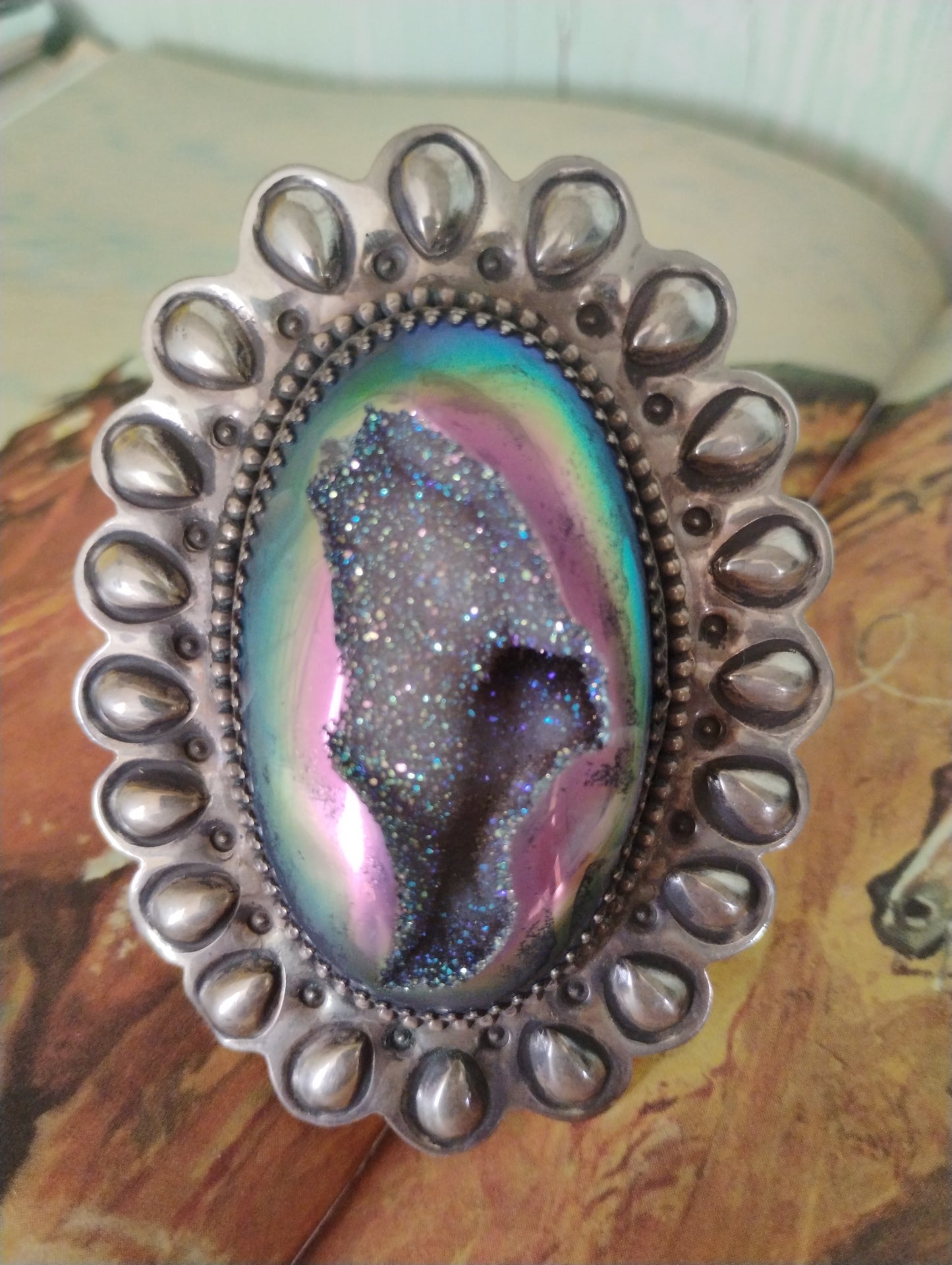 Navajo Made Druzy and Sterling Silver Ring