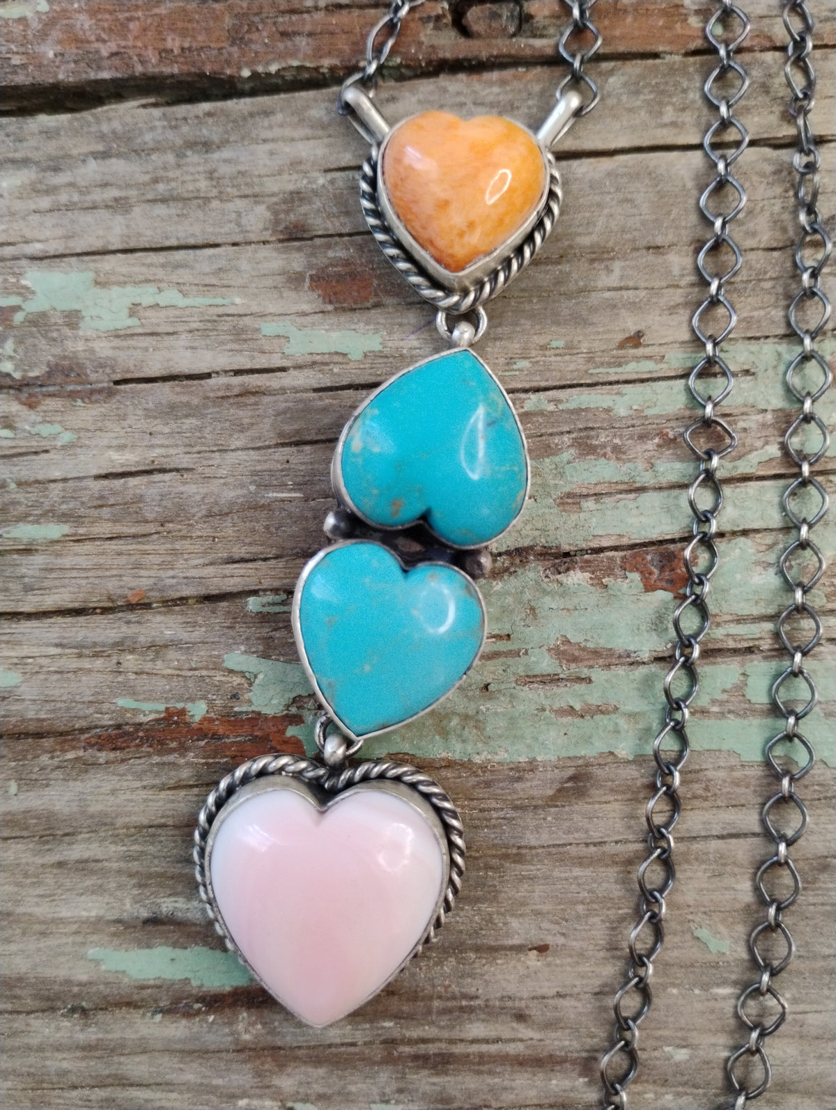 Multi colored Heart lariat