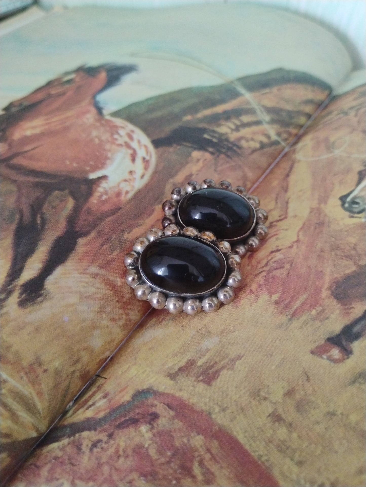 Vintage Mexico 925 Black Onyx Earrings