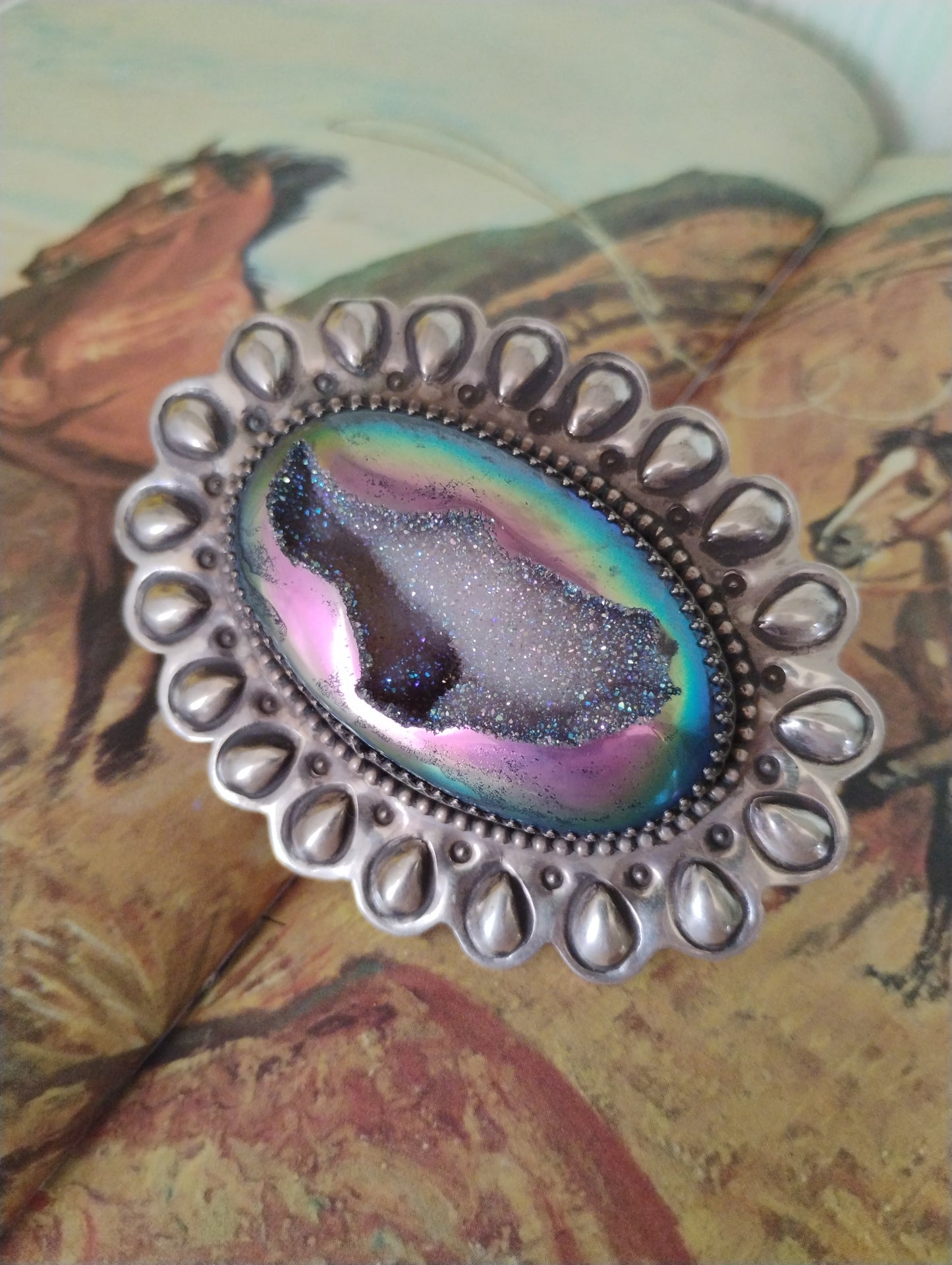 Navajo Made Druzy and Sterling Silver Ring