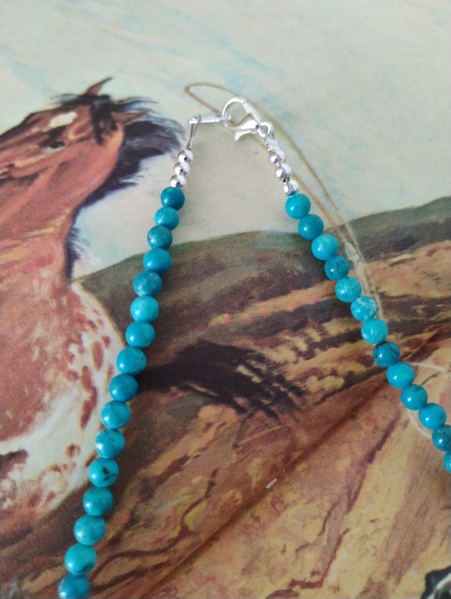 Vintage turquoise 18in beaded necklace