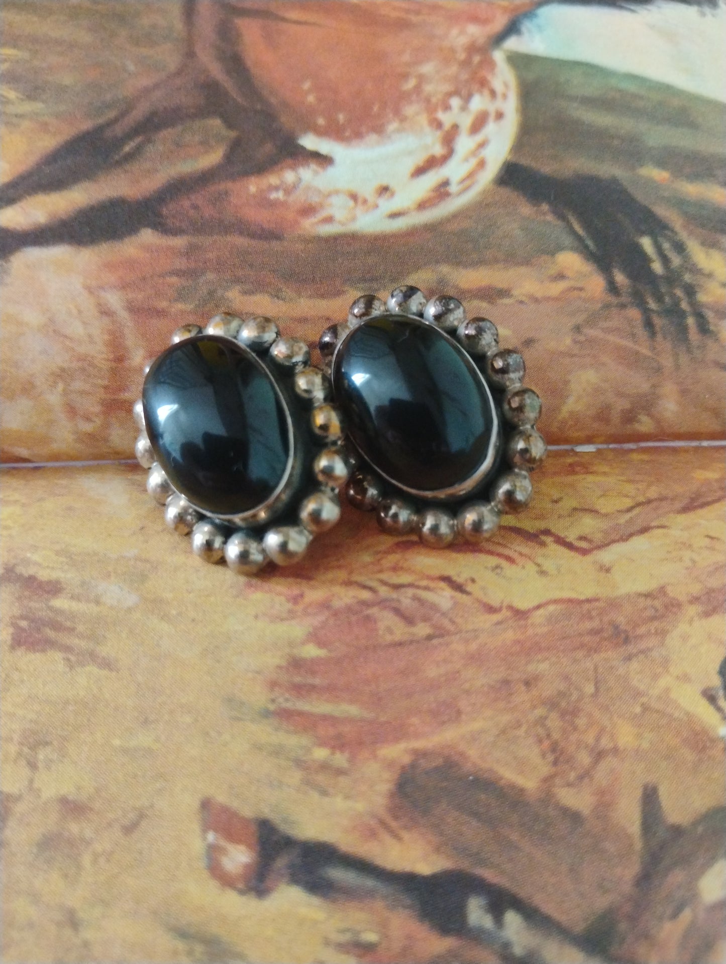 Vintage Mexico 925 Black Onyx Earrings