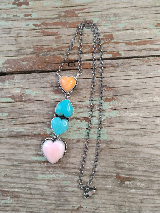 Multi colored Heart lariat