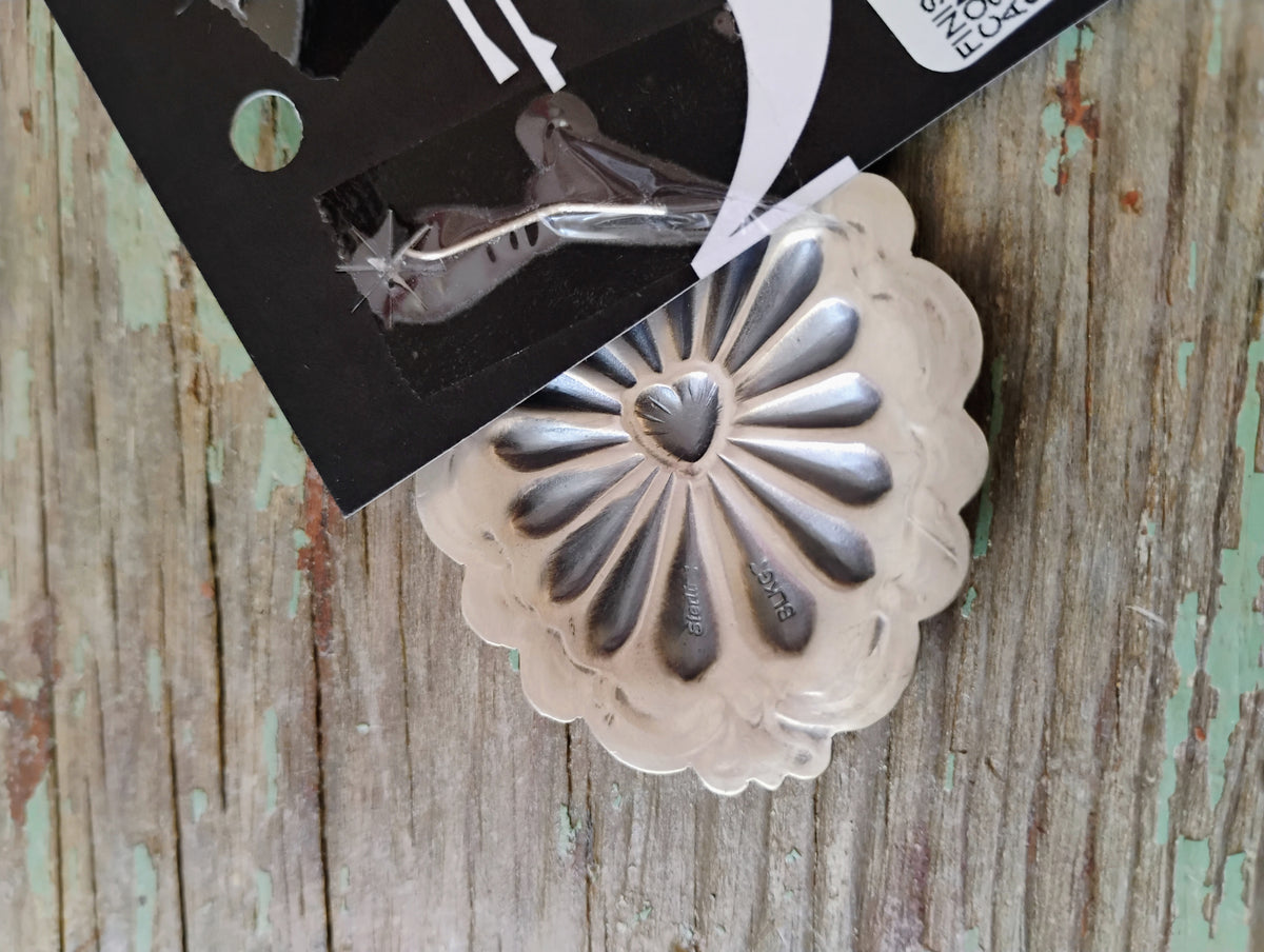 Sterling heart concho earrings