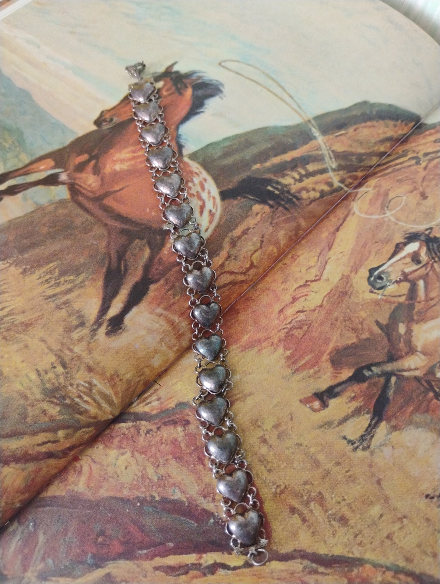 Sterling silver heart link bracelet
